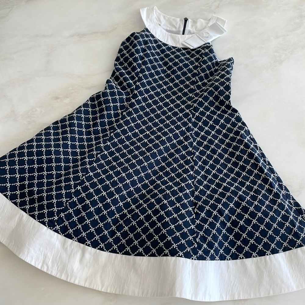 Miss Leod Girls Navy/White Embroidered Formal Dress-Size 36-US Size 10